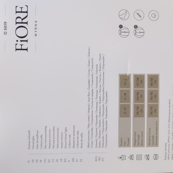 NWT Black Fishnet Tights Hosiery, FIORE, Size Medium - Picture 3 of 3